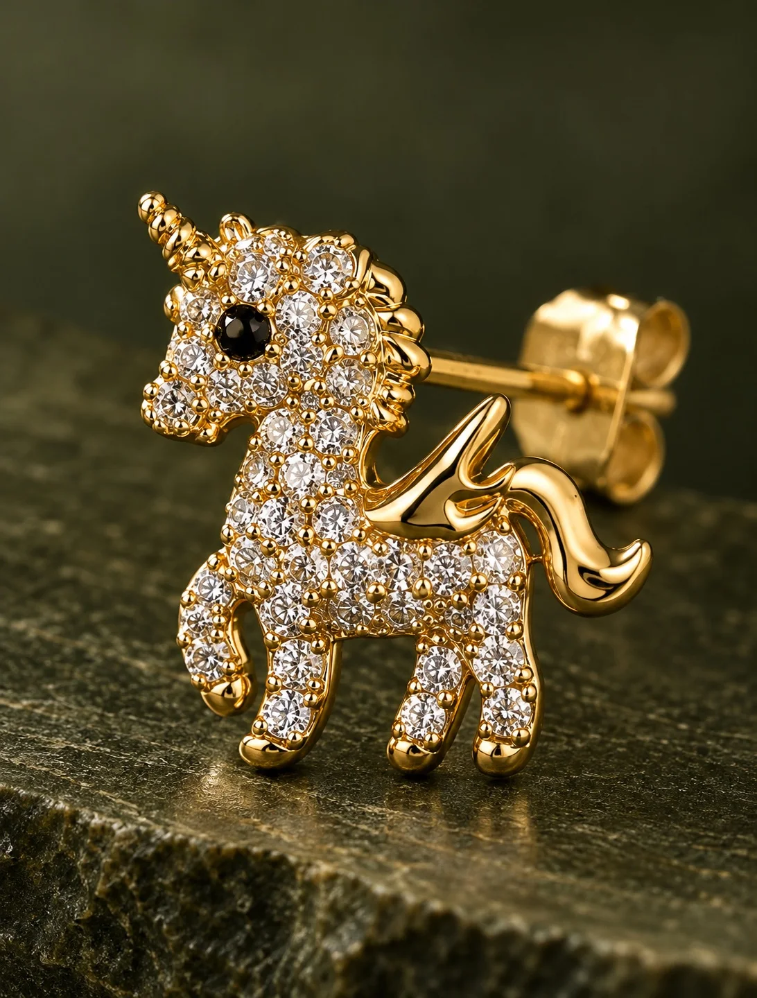 Taşlı Kanatlı Unicorn Küpe görseli 2
