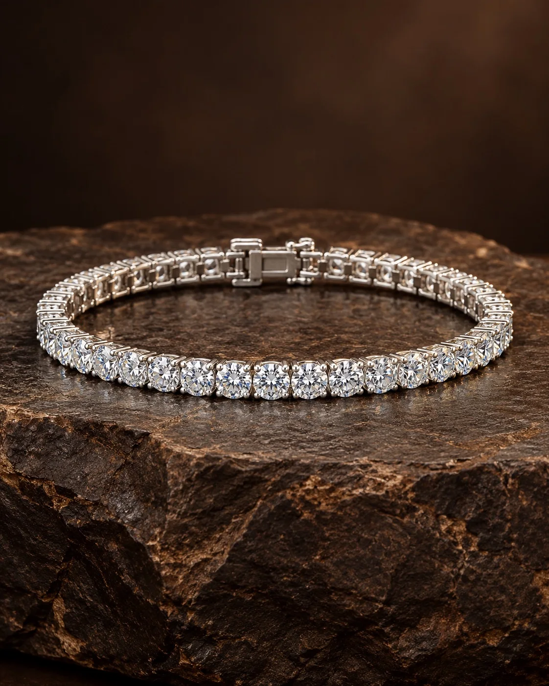 Gümüş Renkli Yuvarlak Taşlı İnce Sıra Bileklik
